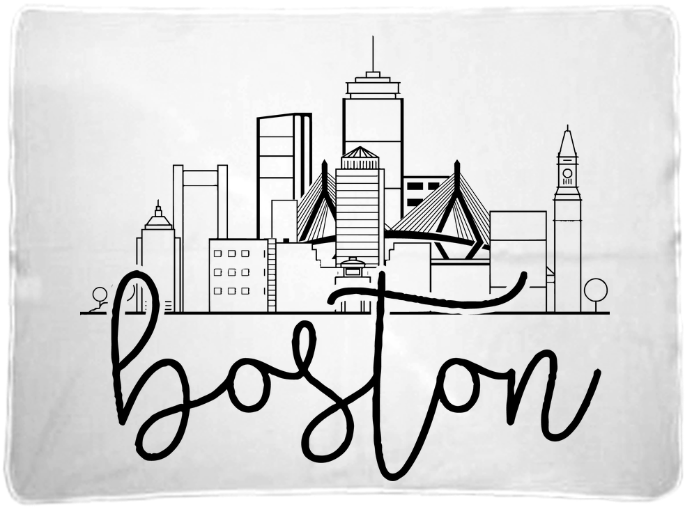 Boston City Skyline Baby Blanket - Boston Cityscape Line Drawing (1000x1000), Png Download