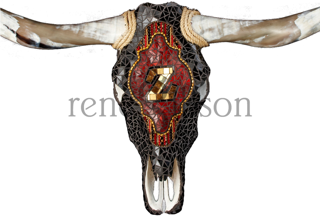Images Of Sold Art Work By Rene Gibson Cow Skull Art, - Skull (1067x800), Png Download