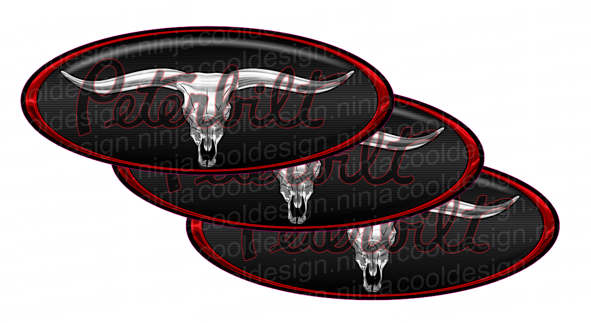 Red/black Bull Skull Peterbilt Emblem Skins - Bull Skull Peterbilt Emblem (1192x651), Png Download