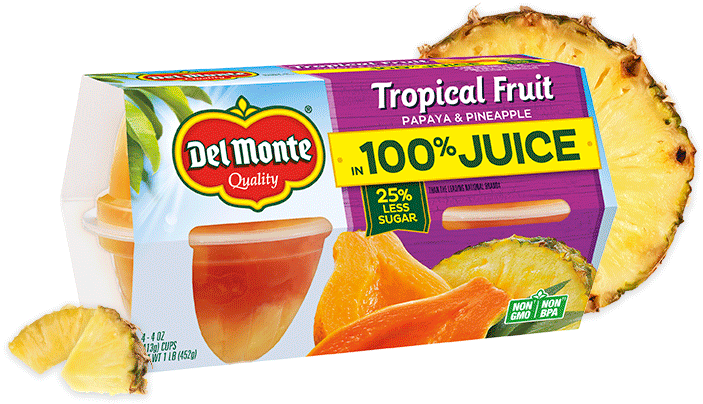 Tropical Fruit In 100% Juice, Fruit Cup® Snacks - Monte (1050x500), Png Download