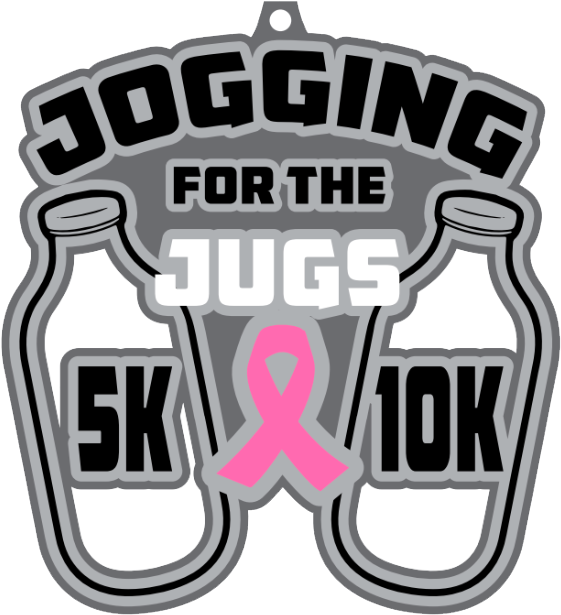 Jogging For The Jugs 5k & 10k For Breast Cancer Awareness (561x615), Png Download