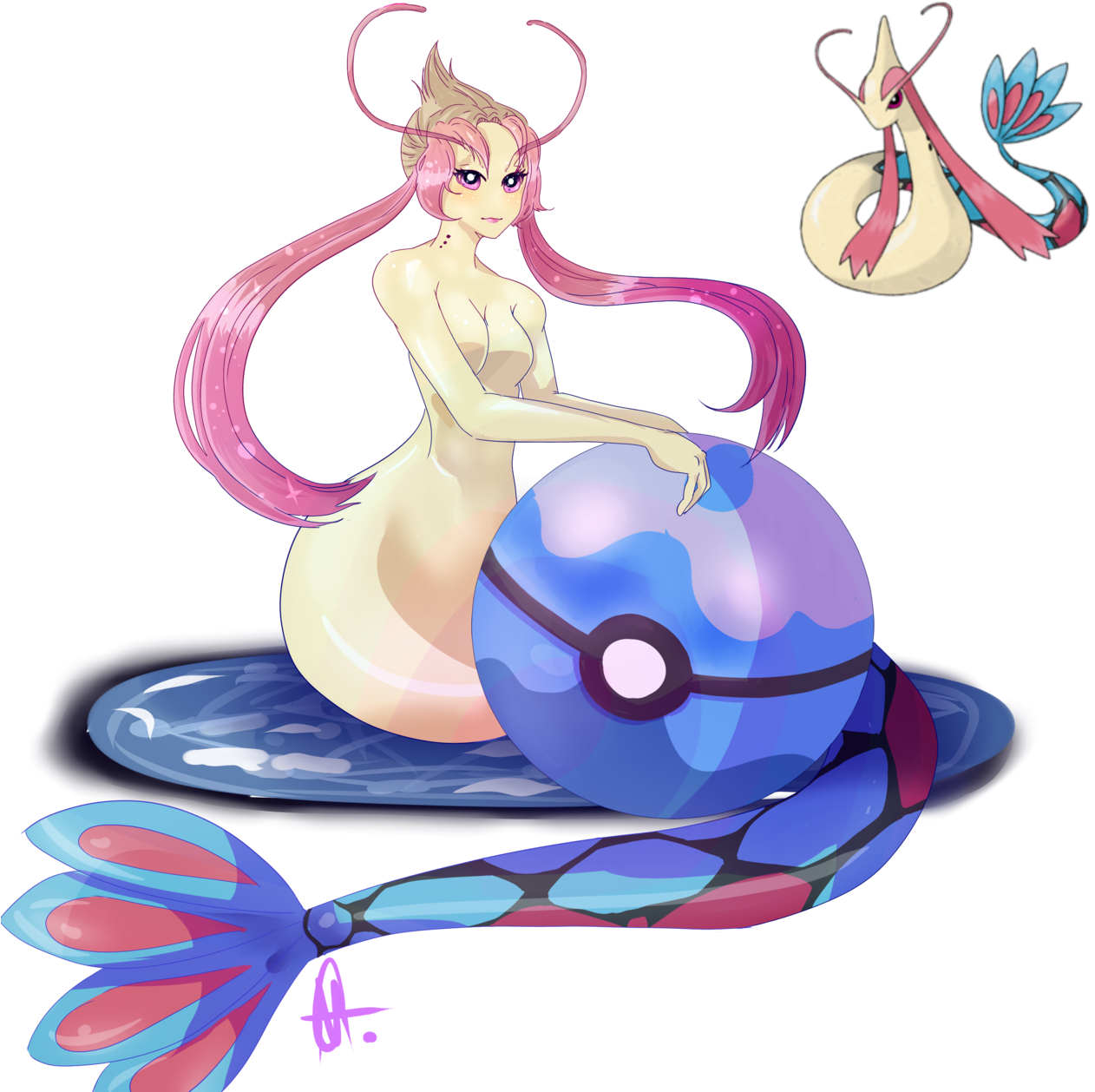 Milotic Gijinka For Mermay 💕 - Pokemon Milotic (1280x1280), Png Download