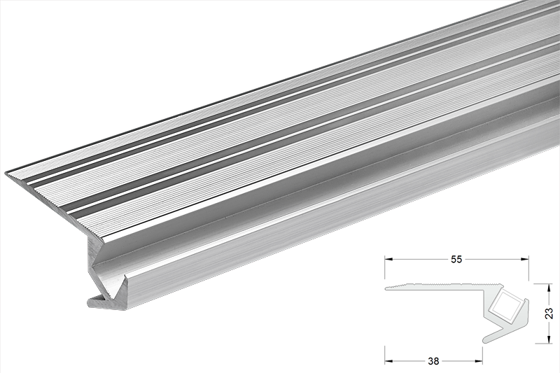 Stair Nosing With Illumination - Led Treppenprofil Schwarz (800x533), Png Download