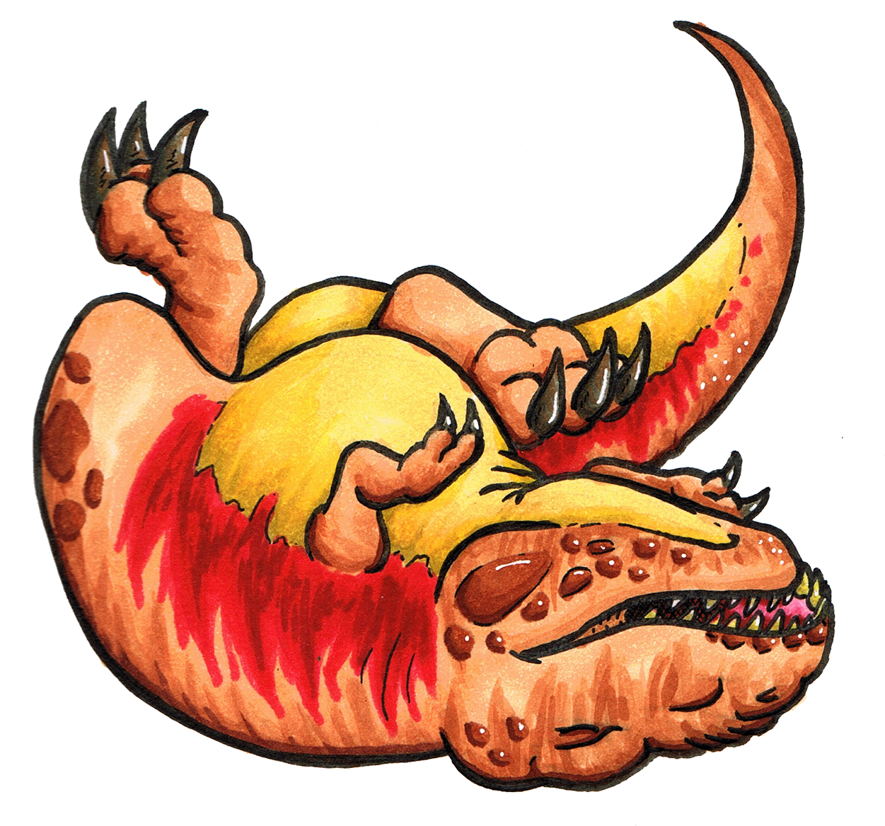 Sleeping T-rex Stickers - Cartoon (1255x1200), Png Download