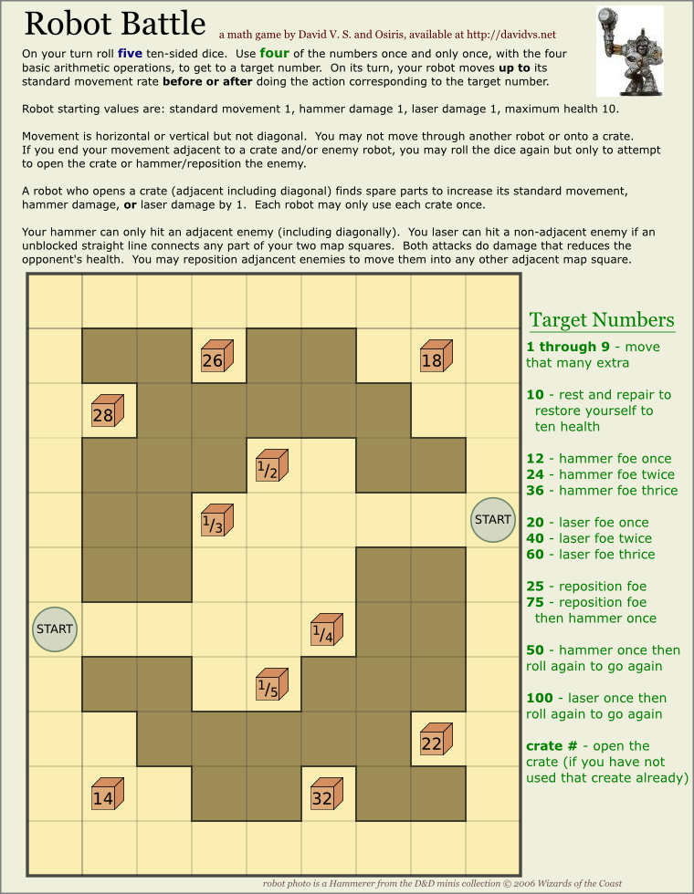 Robot Battle Game Board - One Sheet Paper Game (760x980), Png Download
