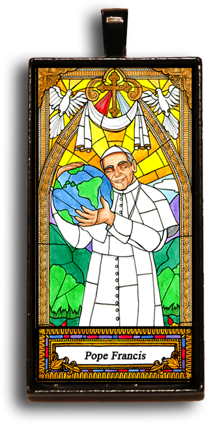 Pope Francis Bag Booster Or Necklace - Stained Glass (1200x1800), Png Download