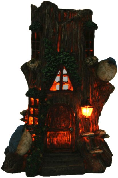 Fairy Houses Tree Stump Solar Fairy House Earth Fairy - Tower (640x640), Png Download