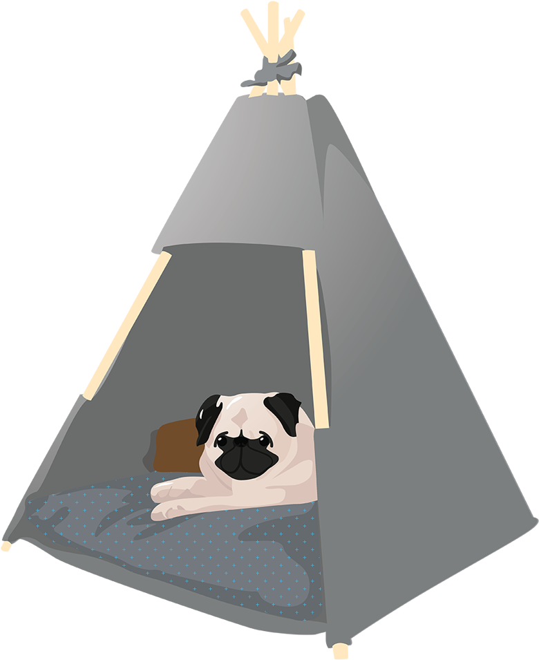Flat Vector Dogs Illustration For Architecture &amp - Pug (827x1299), Png Download