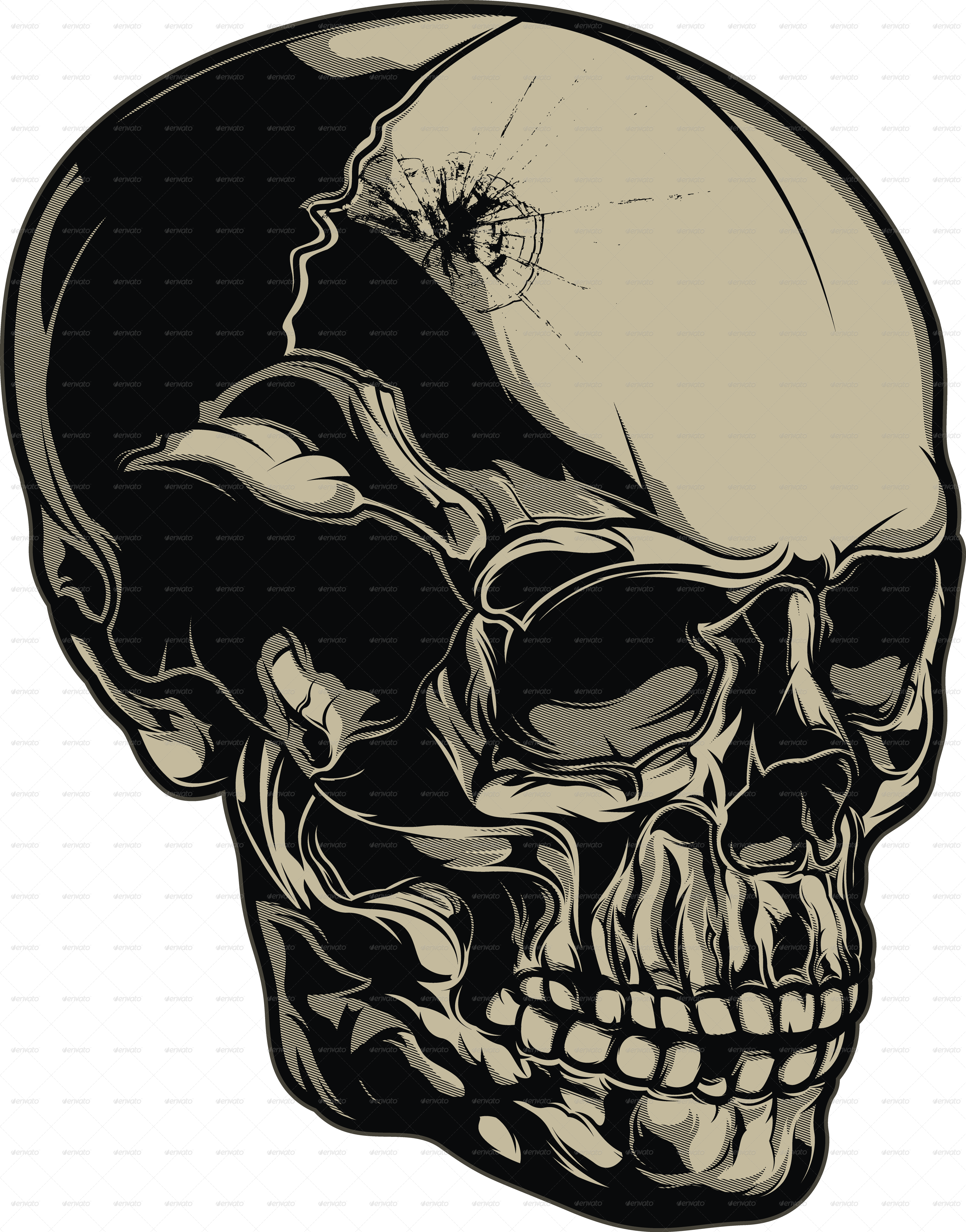 1 2 3 - Skull (3735x4765), Png Download