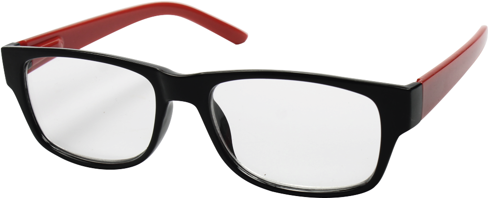 Reading Glasses, Plastic, Black/rot, - Paire De Lunettes (1100x1100), Png Download