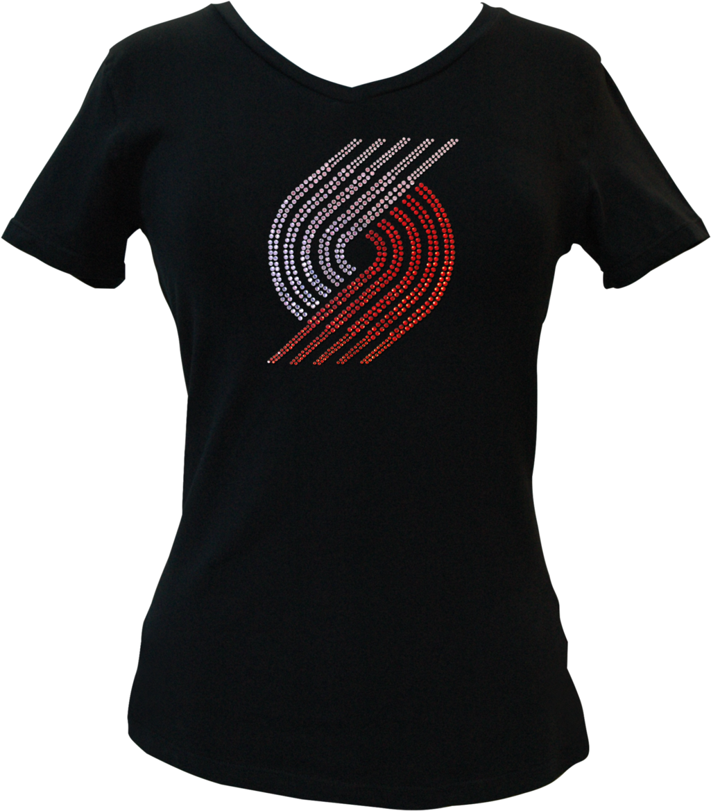 Official Portland Trail Blazers Rhinestone V-neck Tee - Illustration (1057x1280), Png Download