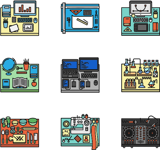 Color Desk Elements (600x564), Png Download
