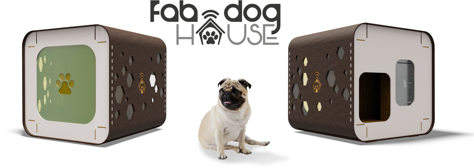 Fab Dog House Is A Digital House, Solar Powered, For - Pug (1613x594), Png Download