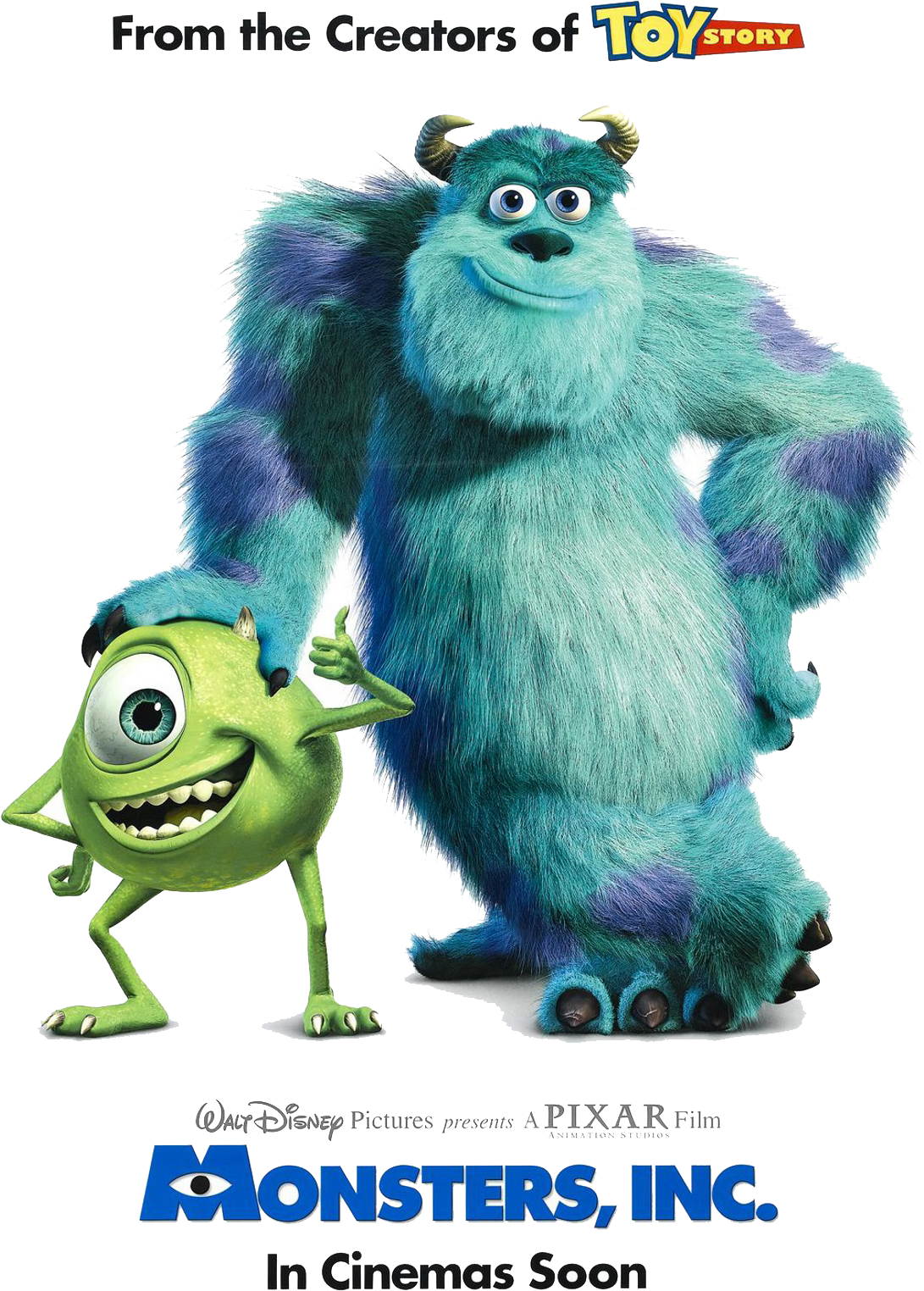 Monsters - Monsters Inc 2001 Poster (1100x1571), Png Download