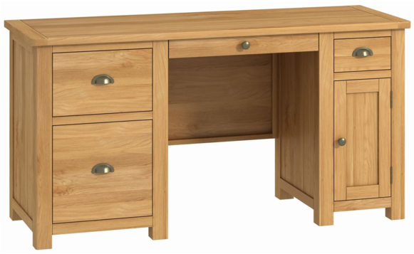 Montana Oak Double Pedestal Office Desk - Pedestal Desk (580x580), Png Download