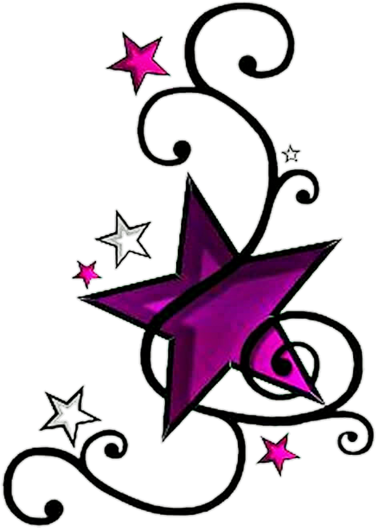 Stars Star Tattoo Purple Black Vines Sticker - Star Tattoos (1024x1145), Png Download