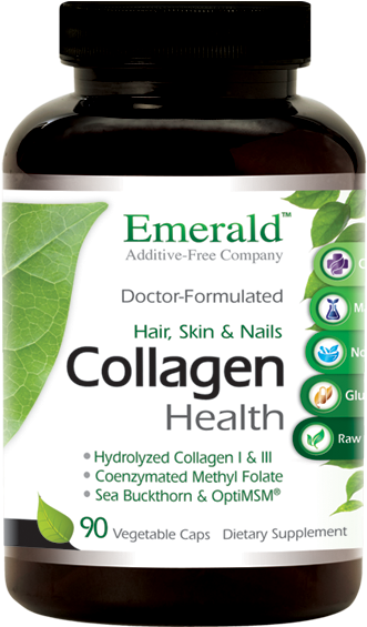 Emerald Labs Collagen, Hair, Skin & Nails, 90 Count - Emerald Thyroid Health (600x600), Png Download