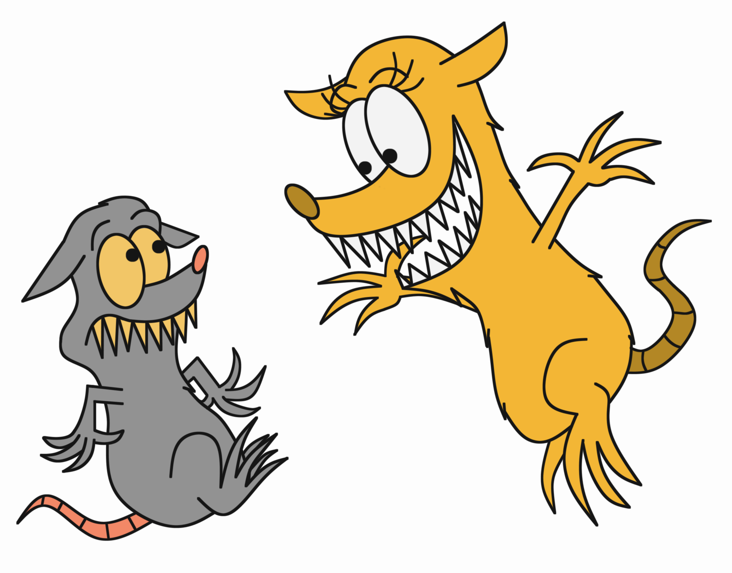 Came Upon A Possum, Whose Fur Was Bright Yellow - Cartoon (2429x1904), Png Download