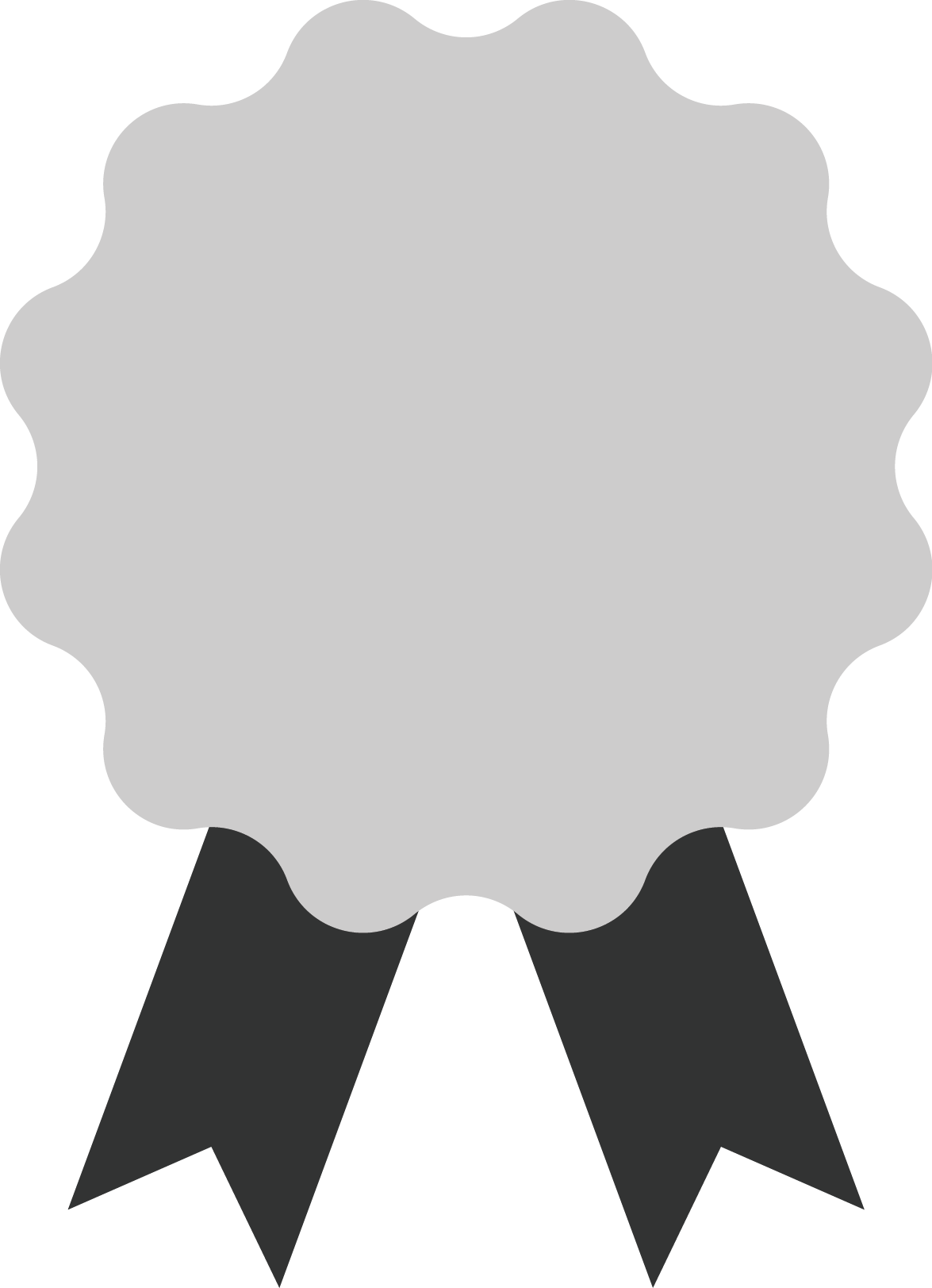 Gray Wave Border Badge With Black Ribbon (1175x1623), Png Download