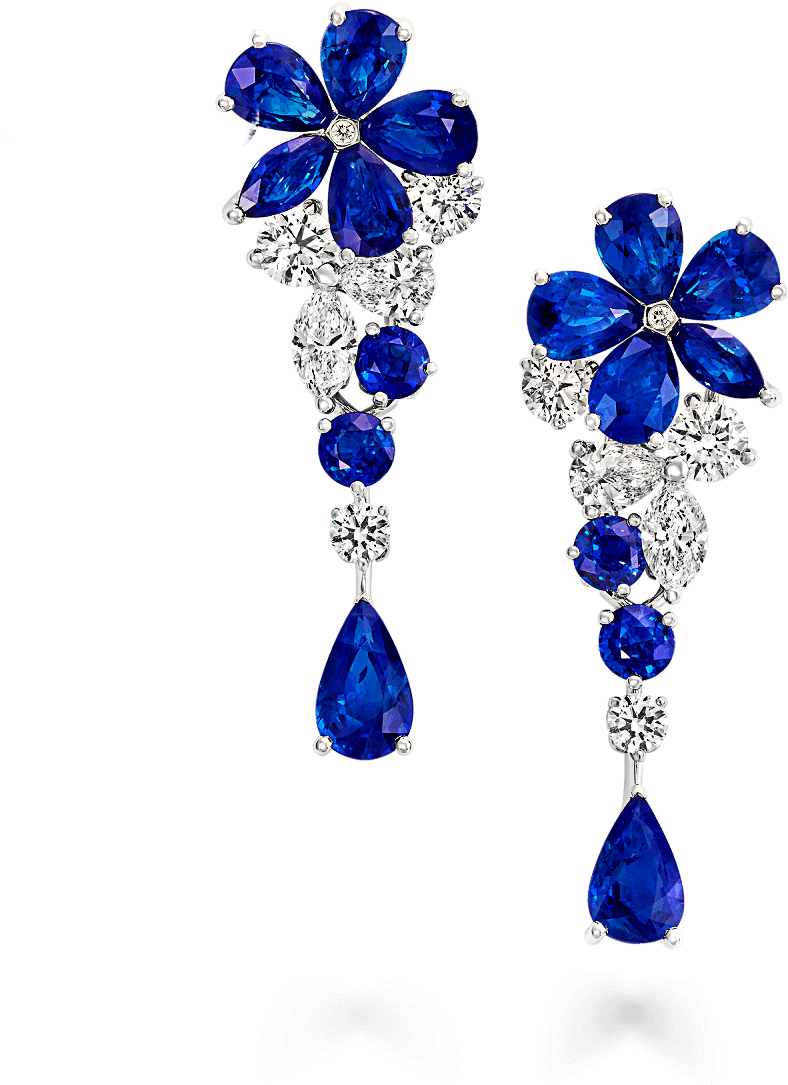 A Pair Of Graff Sapphires And Diamonds Carissa Single - Emerald Earring Transparent Background (2000x2000), Png Download