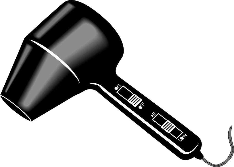 Blow Dryer Clipart Black And White - Blow Dryer Clipart Transparent (958x685), Png Download