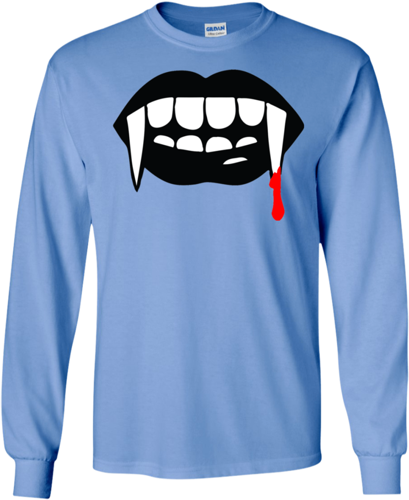 Black Vampire Fangs Halloween Ls T Shirt - Shirt (1024x1024), Png Download