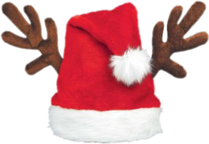 Santa Hat With Reindeer Antlers (698x480), Png Download