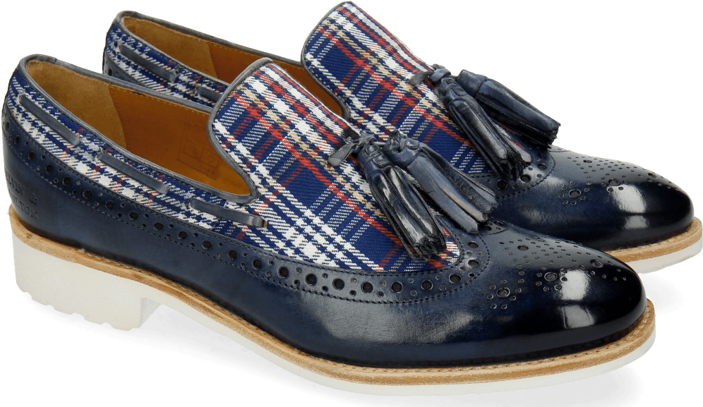 Loafers Amelie 60 Textile Check Sky Blue Multi - Slip-on Shoe (1024x1024), Png Download