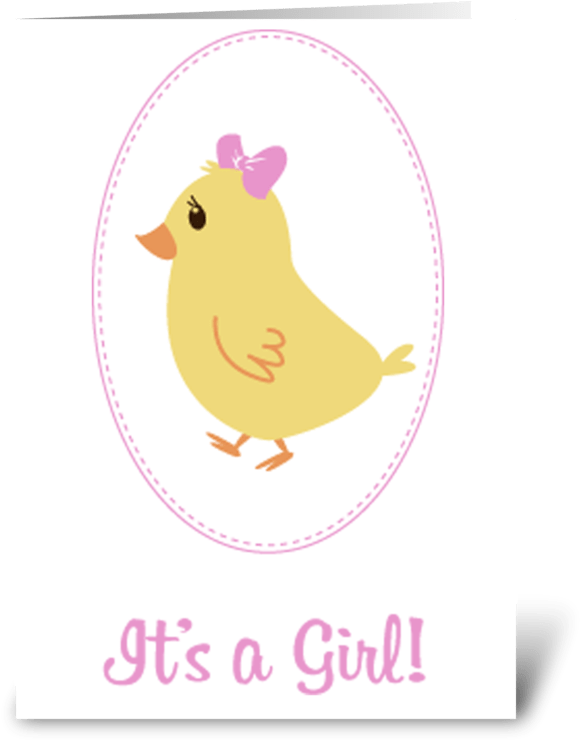 Little Girl Chick Baby Announcement - Cartoon (700x792), Png Download