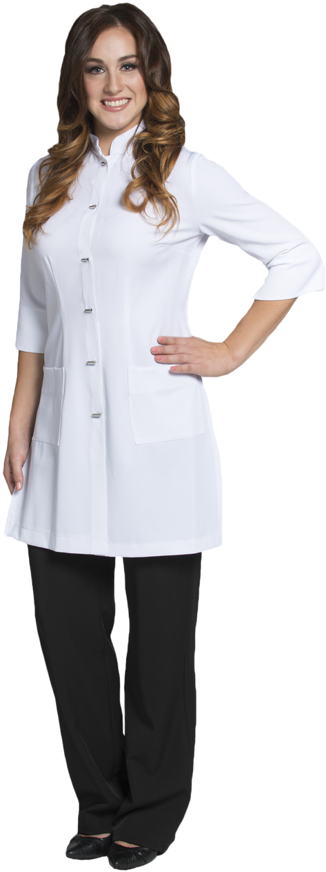 Joanne Martin Long Mandarin Lab Coat - Girl (516x1280), Png Download