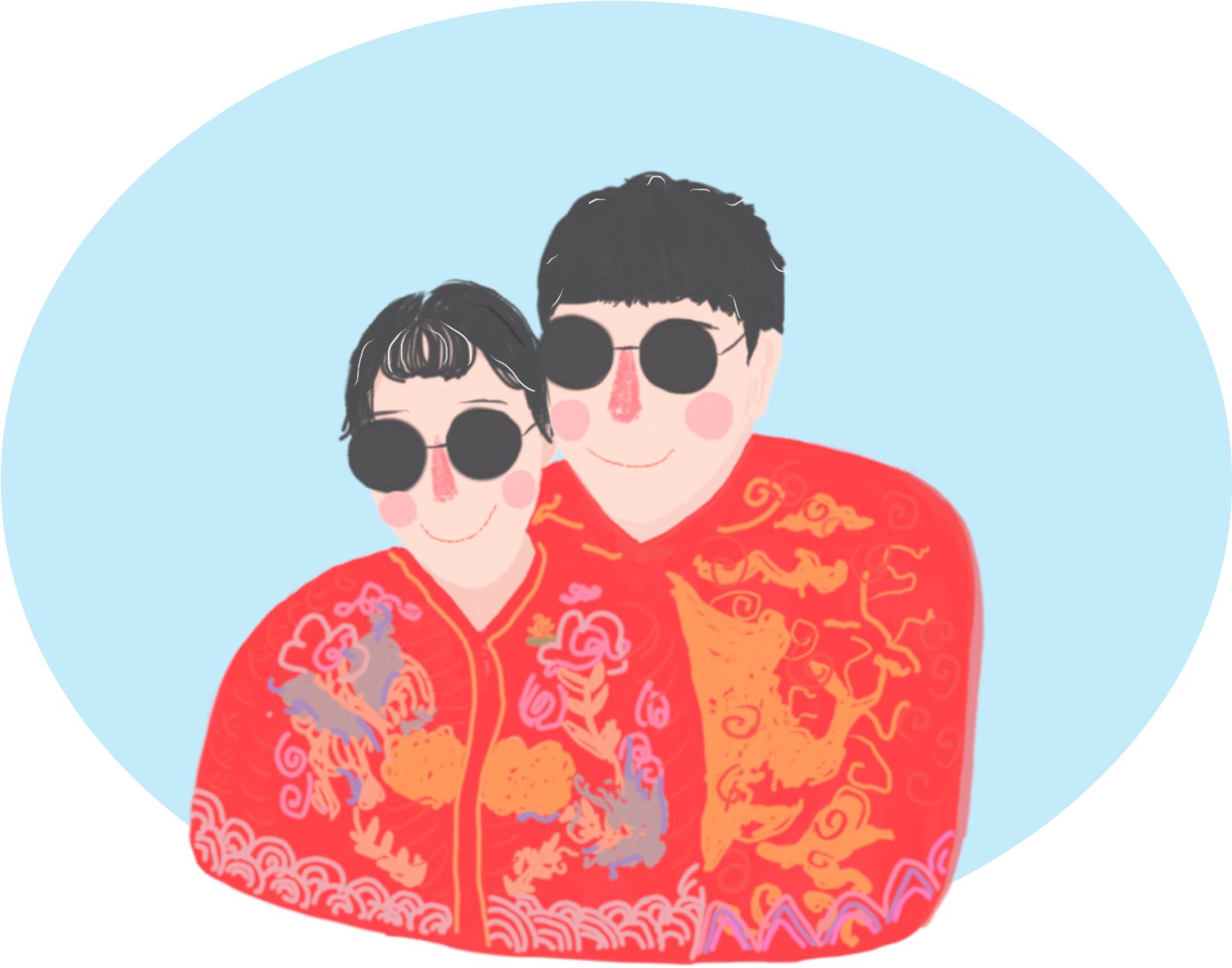 Personnages Peints À La Main Couples Png Et Psd - Illustration (2000x2000), Png Download