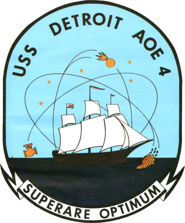 Uss Detroit Crest 1970 - Aoe 5 Uss Seattle Crest (746x899), Png Download