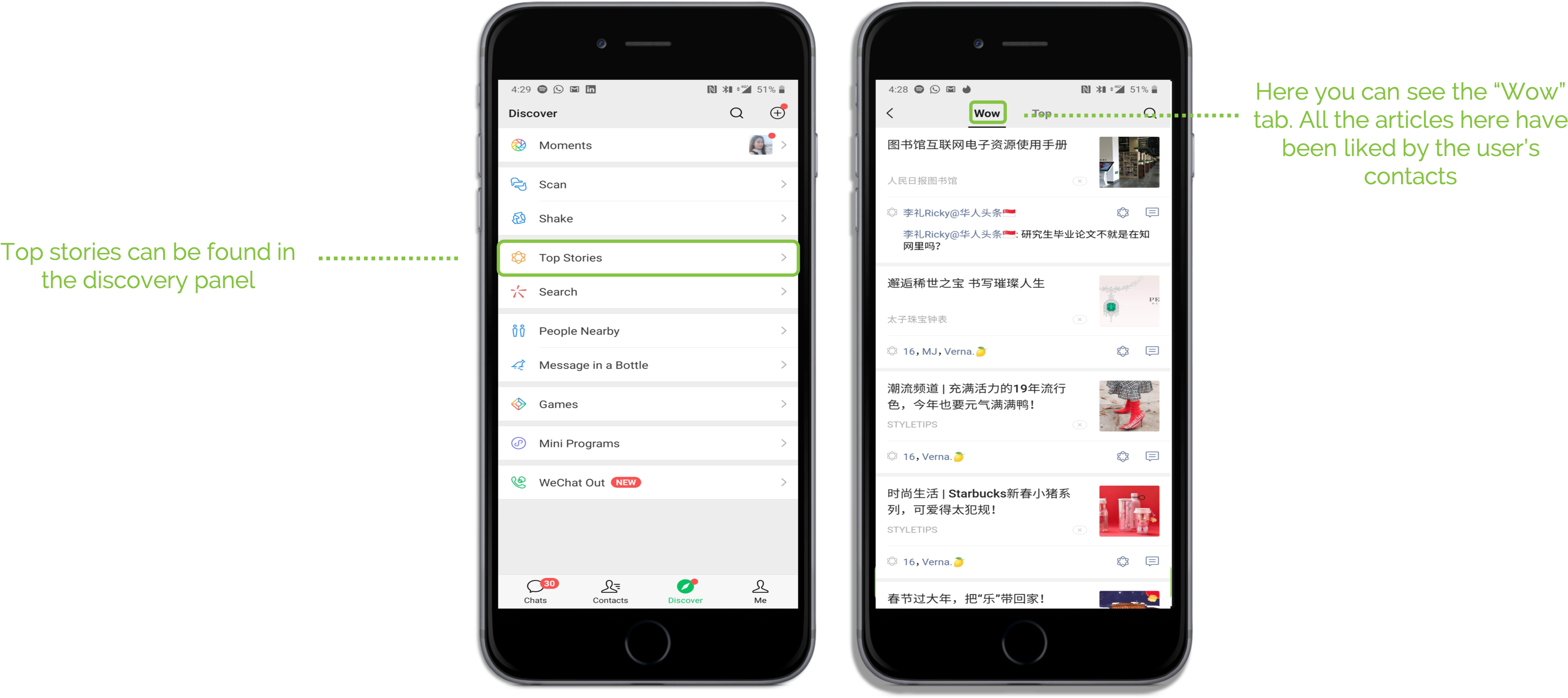 Under The “wow” Tab Under Wechat's “top Stories” Section - Iphone (3416x1489), Png Download