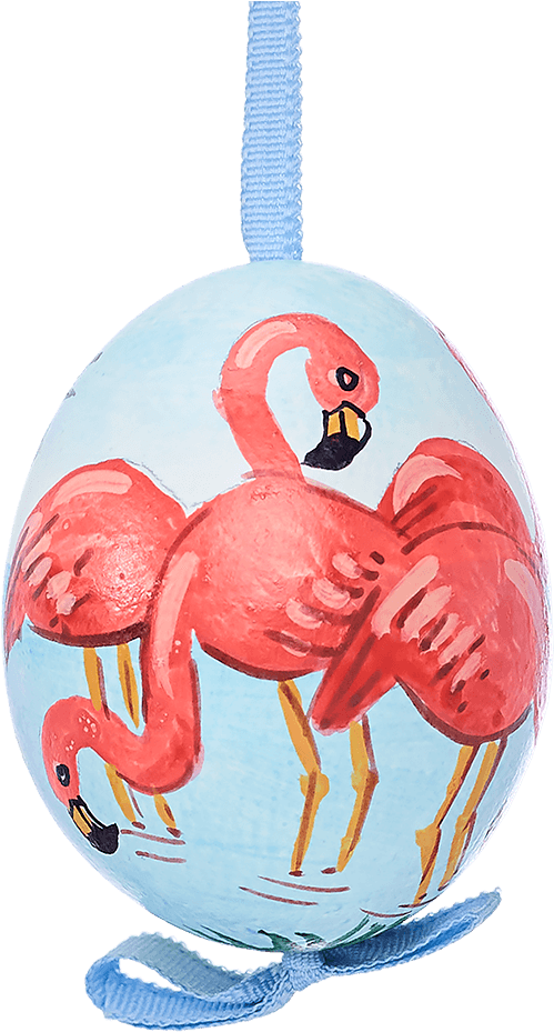 Easter Egg Blue With Pink Flamingos - Cartoon (1000x1000), Png Download