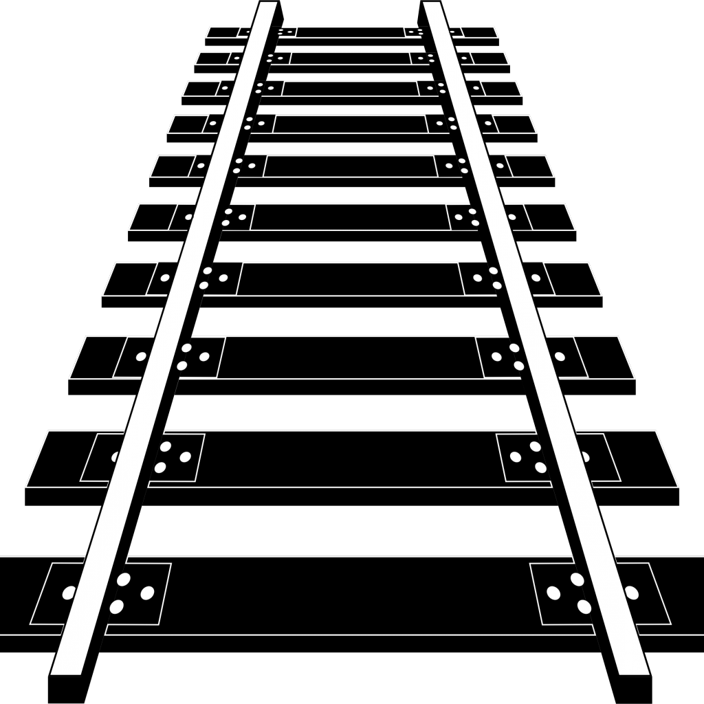 Railroad Tracks Clipart - Railway Track Clipart Black And White (1024x1024), Png Download
