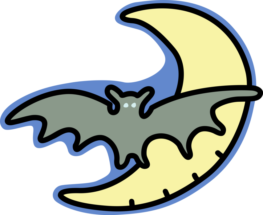 Vector Illustration Of Halloween Bat Flying In Moonlight - Extended Metaphor Example (854x700), Png Download