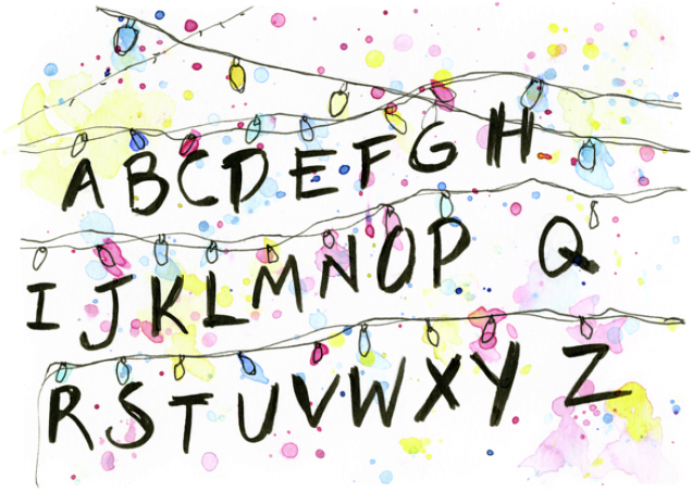 Christmas Lights Clipart Stranger Things - Stranger Things Watercolor (640x480), Png Download