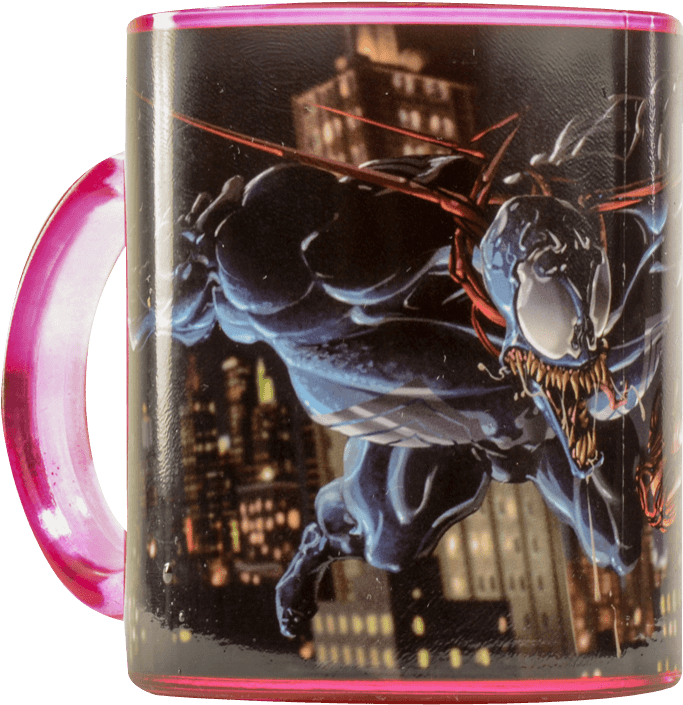 Venom And Carnage Fight Glass Mug - Action Figure (713x713), Png Download