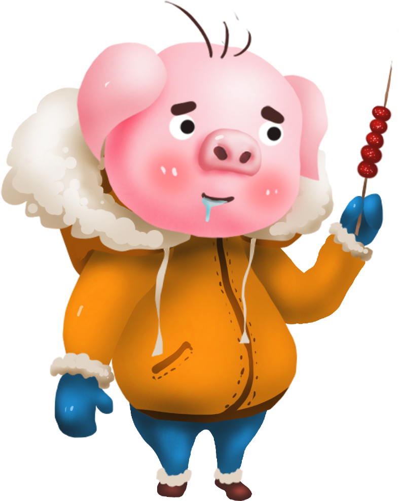 Hand Painted Pig Year Winter Commercial Png And Psd - Cartoon (1200x1200), Png Download