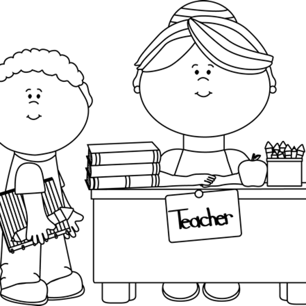 Clip Stock Math Clipart Black And White - Teacher And Student Coloring Pages (1024x1024), Png Download