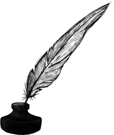 Inkwell Ink Transprent Png Free Download Feather - Quill And Ink Transparent (551x596), Png Download