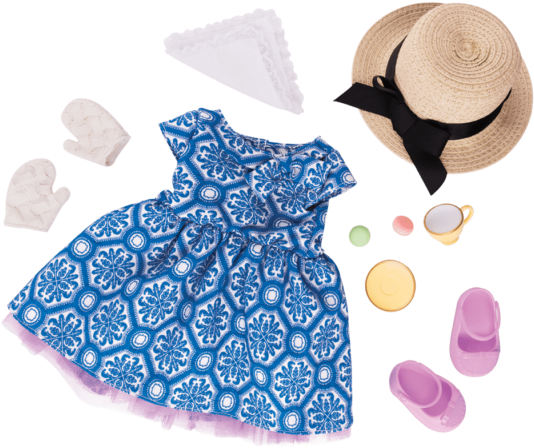 To A Tea Deluxex Tea Party Outfit For 18-inch Dolls - Pattern (600x600), Png Download