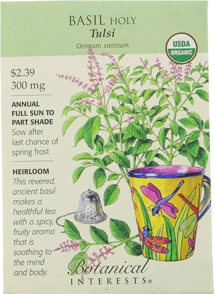 Botanical Interests Basil Holy Tulsi - Holy Basil Seeds (600x600), Png Download