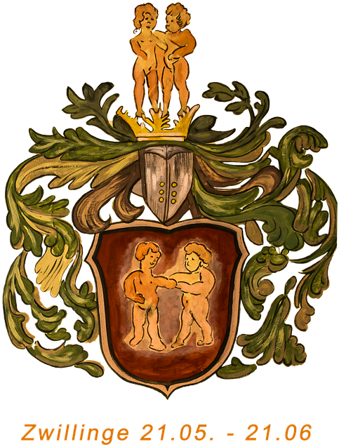 File - Gemeni-zodiac - Heraldry Gemini (561x720), Png Download