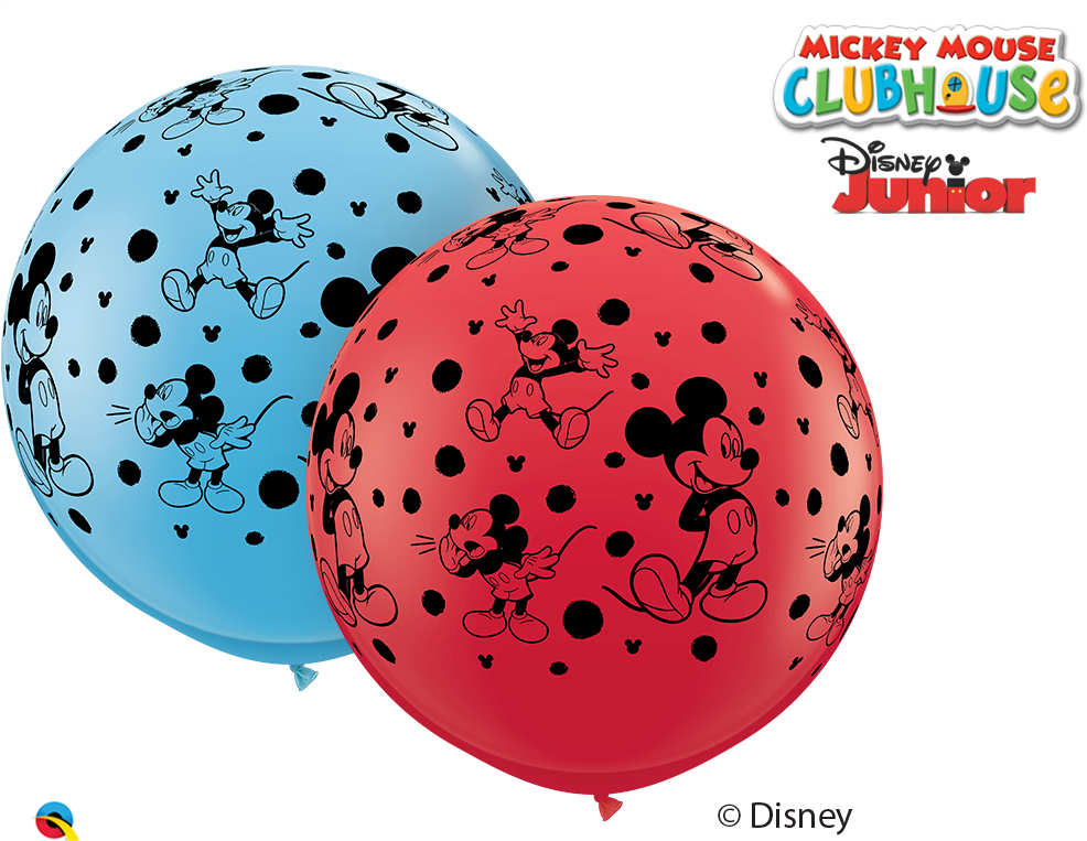 36" Red/blue 02 Count Mickey Mouse Latex Balloons - Mickey Mouse Clubhouse (1000x768), Png Download