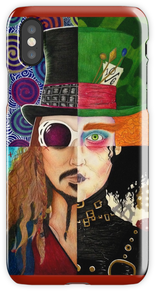 Johnny Depp Character Collage Iphone X Snap Case - Johnny Depp Character Painting (750x1000), Png Download