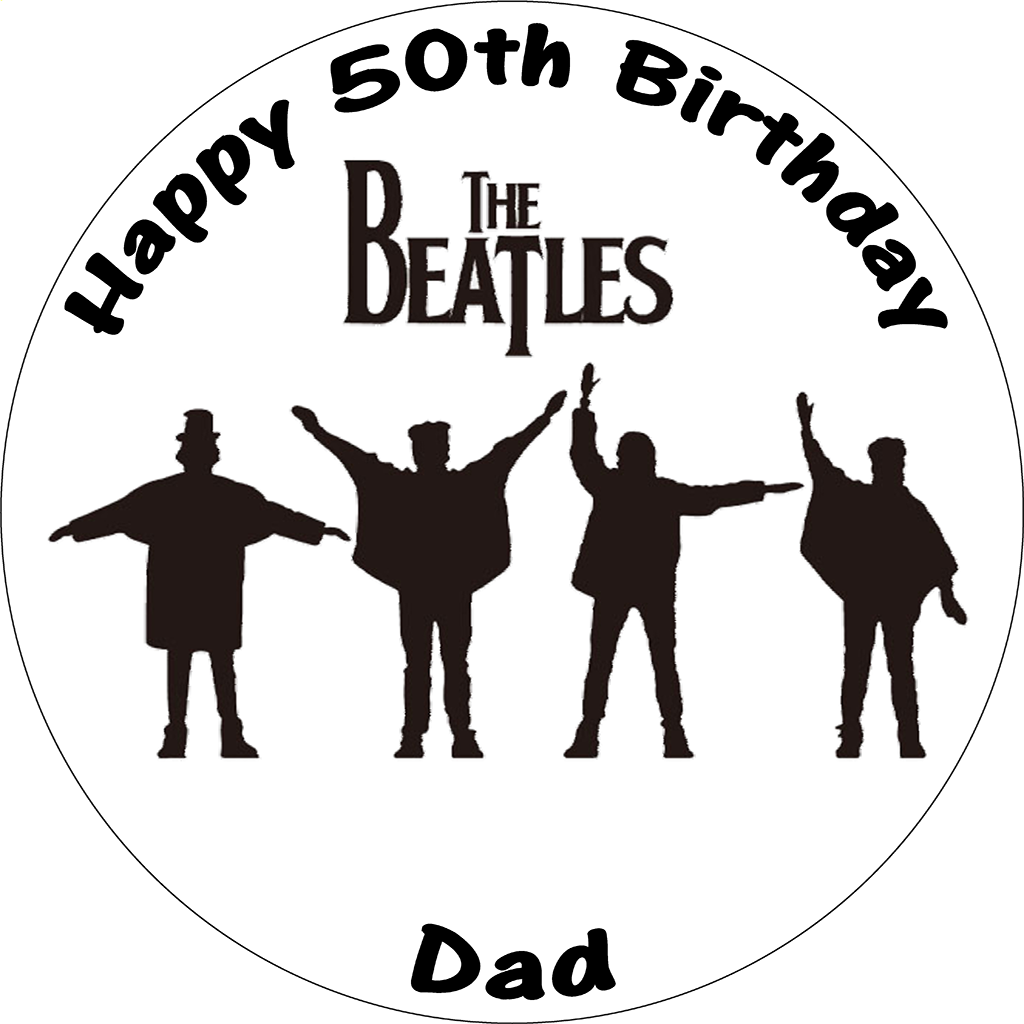 The Beatles Help Black White Round Cake Topper 550 - Beatles Help Cake (1024x1024), Png Download