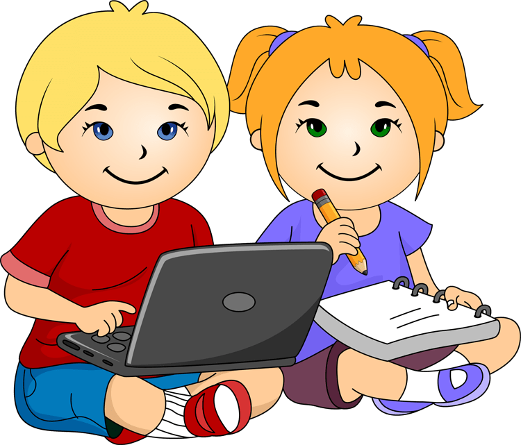 Laptop Clipart School Child - Clipart Boys And Girls (750x641), Png Download