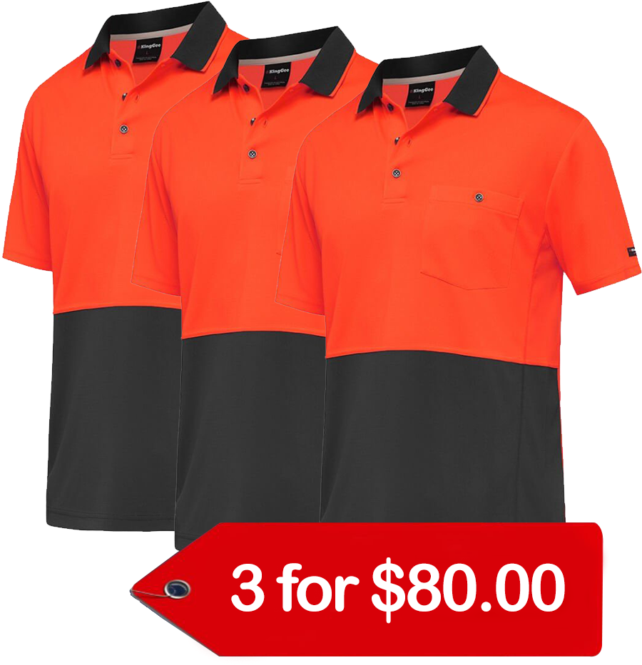 King Gee Work Cool S/s Polo Shirt 3 Packs - Polo Shirt (940x1024), Png Download