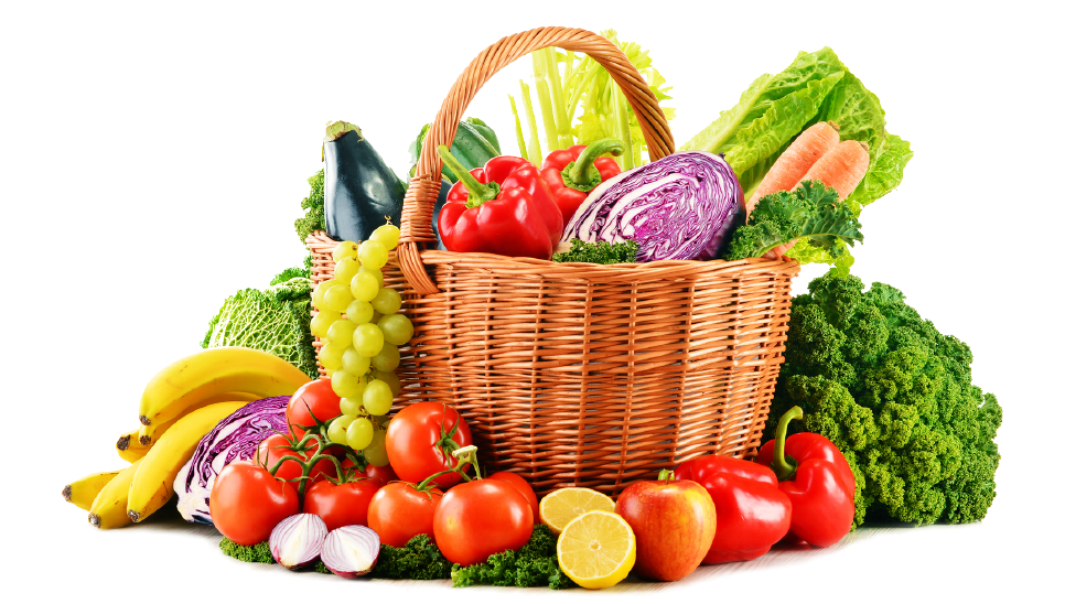 Frutas Y Verduras - Fresh Vegetables Basket Png (965x576), Png Download